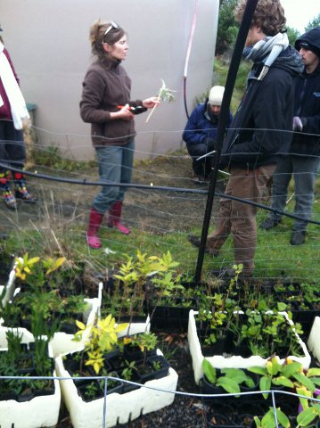 Bryony and Students next to our nursery