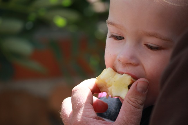 Picture of Lucian eating an apple