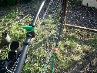 poly pip was put around the nursery and connected to a hose