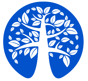 save the planet logo - white tree on blue earth